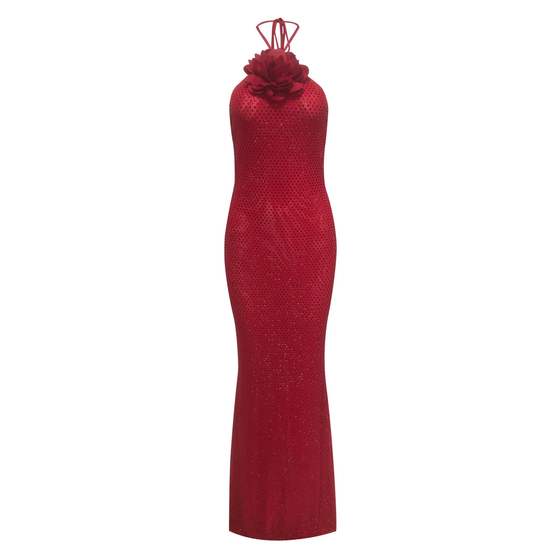 New Arrival Women Sexy Halter Shinning Rhinestones Backless Bodycon Long Dress Celebrate Nightclub Party Wedding Outfit