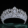 Princess Queen Crystal Zirconia Tiaras and Crowns Zircon Headband For Brides Headpiece Wedding Accessories Bridal Hair Jewelry silver color