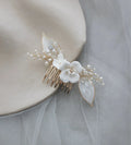 Bridal Jewelry Porcelain Flower Hairpin Gold Color Head Piece For Bridesmaids Bride Pearl Hair Comb Pin Clip Wedding Accessories