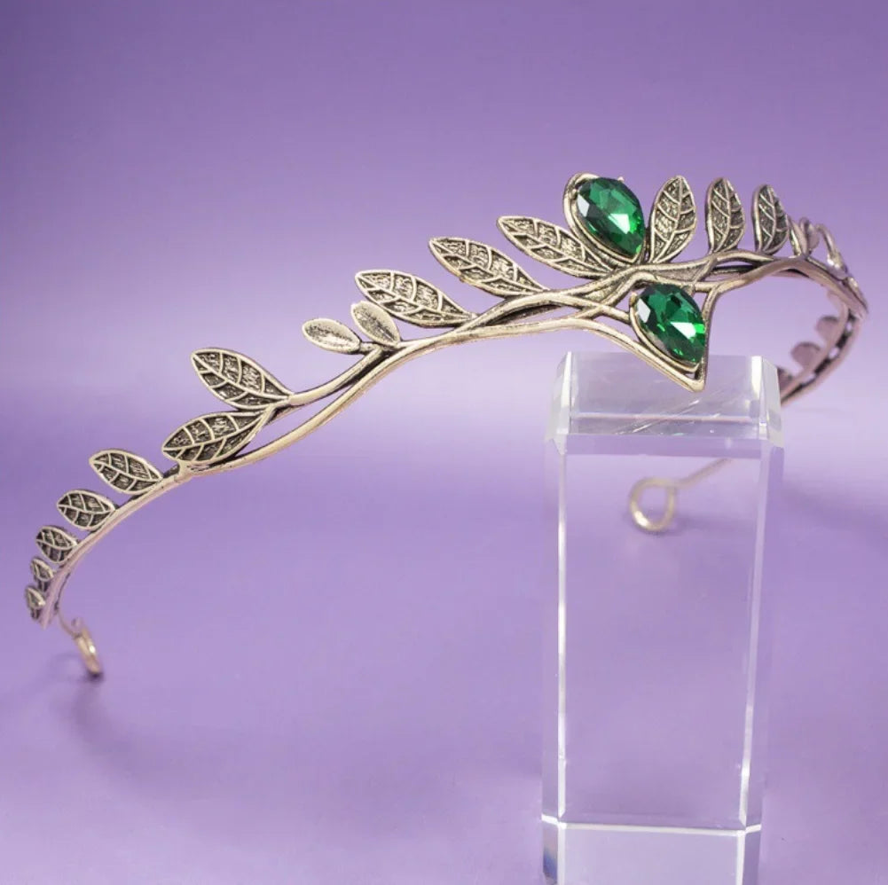 Baroque Vintage Fairy Crowns Tiaras Women Men Rhinestone Leaf Elf Tiara Costume Cosplay Hair Jewelry Crown Headwear Accessories