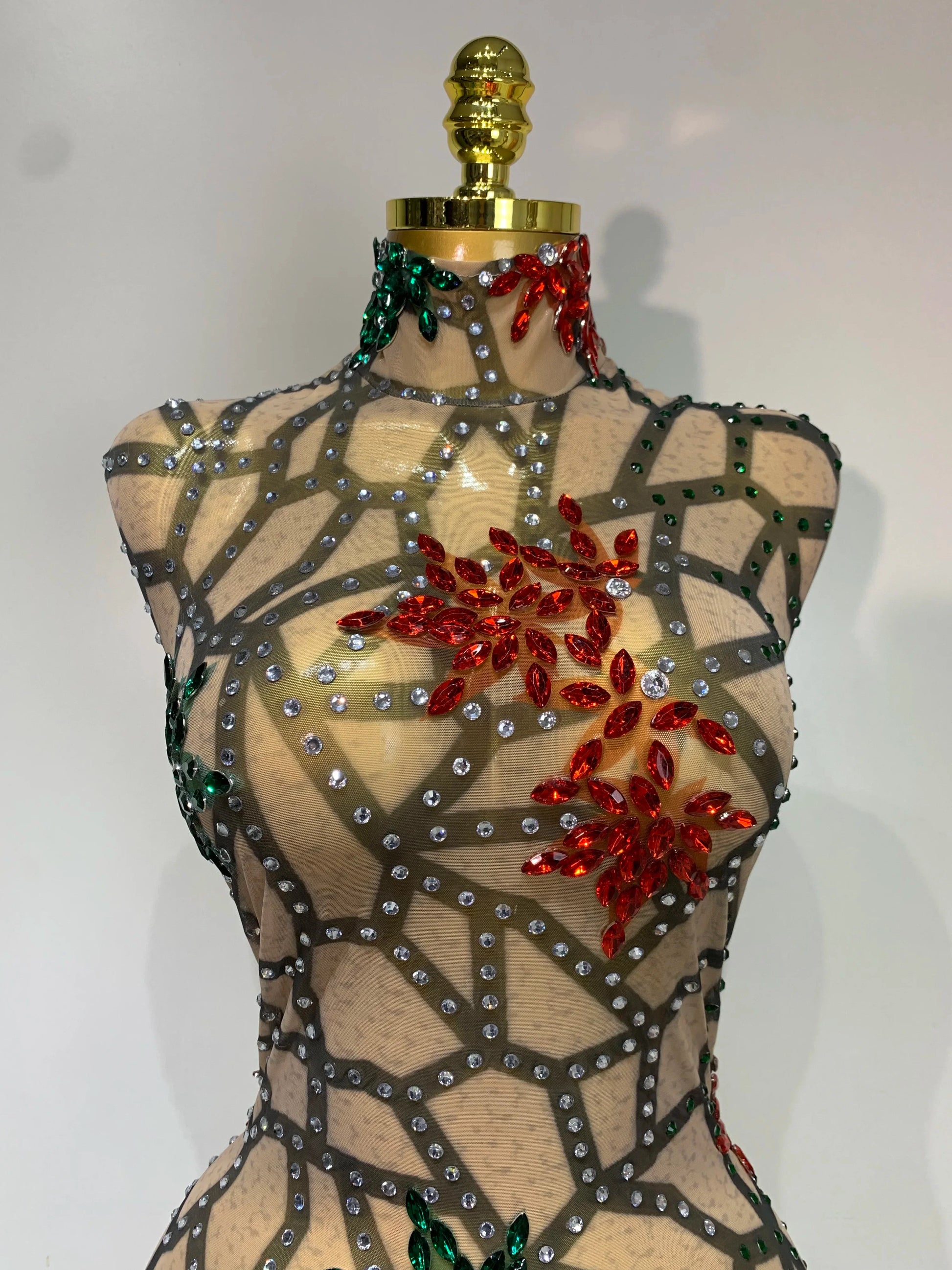 Women Sexy Mesh See Through Sparkly Rhinestone Long Maxi Dress Luxury Birthday Evening Party Prom Gowns Singer Stage Costume