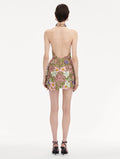 Women Sexy Halter Off the Shoulder Embroidery Bodycon Mini Dress Backless Celebrate Birthday Party Girls' Vacation Outfit