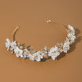 Flower Headband For Women Elegant Pearl Bridal Tiara Hair Hoops For Wedding Hair Accessories Party Bride Hair Jewelry Headdress
