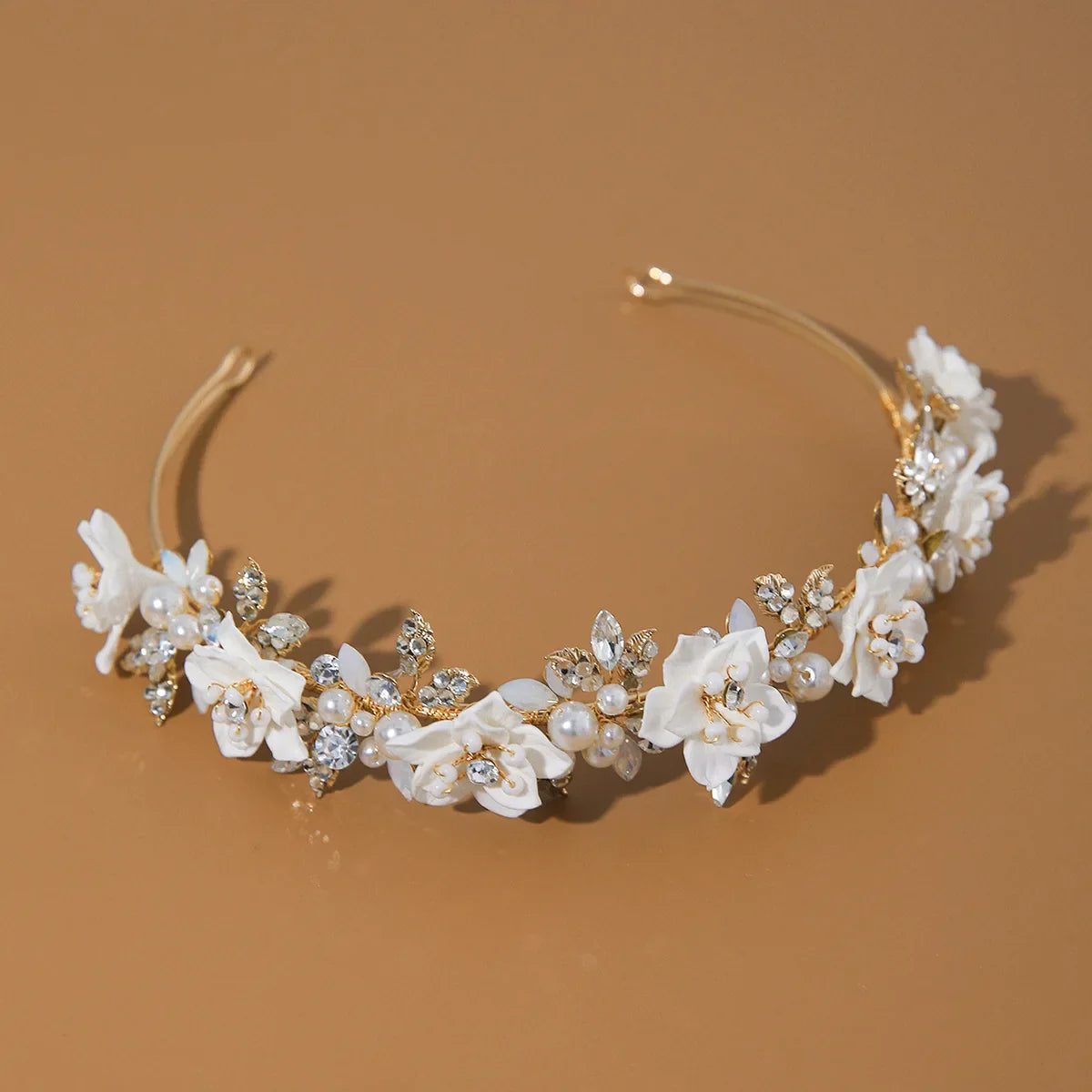 Flower Headband For Women Elegant Pearl Bridal Tiara Hair Hoops For Wedding Hair Accessories Party Bride Hair Jewelry Headdress