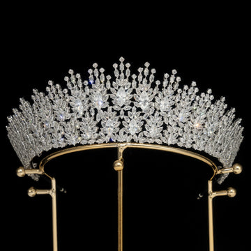 AAA Zircon Tiaras and Crowns Cubic Zirconia CZ Headband For Brides Prom Pageant Diadem Wedding Hair Accessories Bridal Jewelry silver color