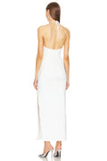 White Color Women Sexy Off the Shoulder Keyholes Bodycon Bandage Mid-calf Dress Backless Fashion Celebrate Nightclub Party Dress