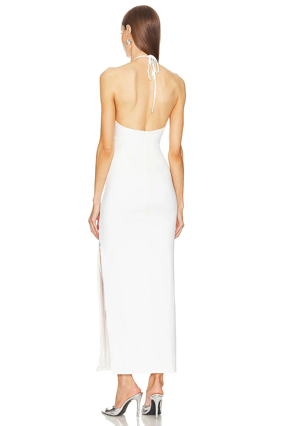 White Color Women Sexy Off the Shoulder Keyholes Bodycon Bandage Mid-calf Dress Backless Fashion Celebrate Nightclub Party Dress