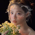 Short Bridal Veil Bowknot Flower Wedding Veils For Evening Dinner Party Dress Women Gift Hair Accessories Brides Jewelry a