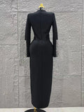 Top Quality Women Long Sleeve Sparkly Crystal Bodycon Long Bandage Dress Elegant Evening Party Cocktail Fashion Outfit