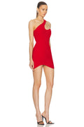 Red Color Women Sexy One Shoulder Bodycon Bandage Mini Dress Celebrate Nightclub Party Evening Fashion Dress Wholesale