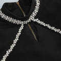 Light Luxury Water Diamond Mini Dress Stand Collar Long Sleeve Bodycon Asymmetric Dress Cocktail Evening Club Party Vestido