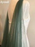Green Draped Cape, Bridal Green Cape, Soft Tulle Green Shoulder Cape, 60