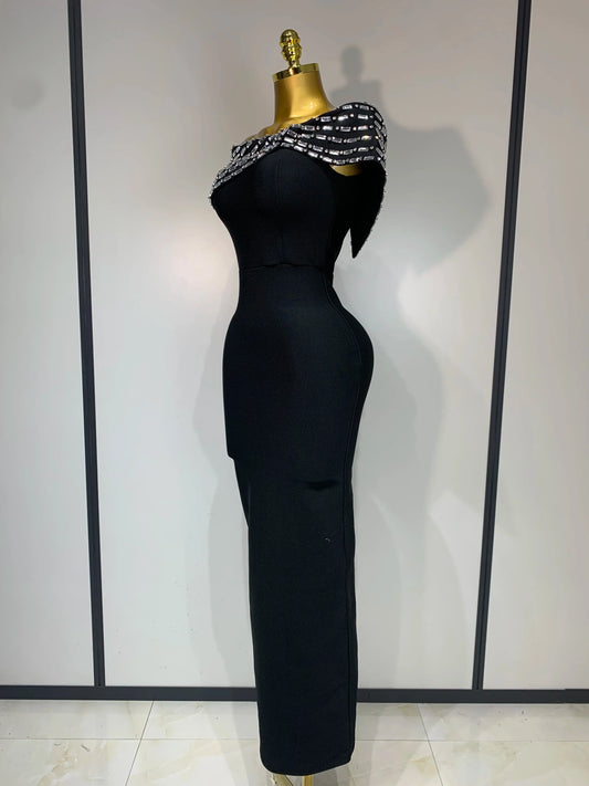 Fashion Sexy Strapless Black Off-shoulder Bodycon Bandade Dress Celebrity Cocktail Party Luxury Birthday Wedding Dresses