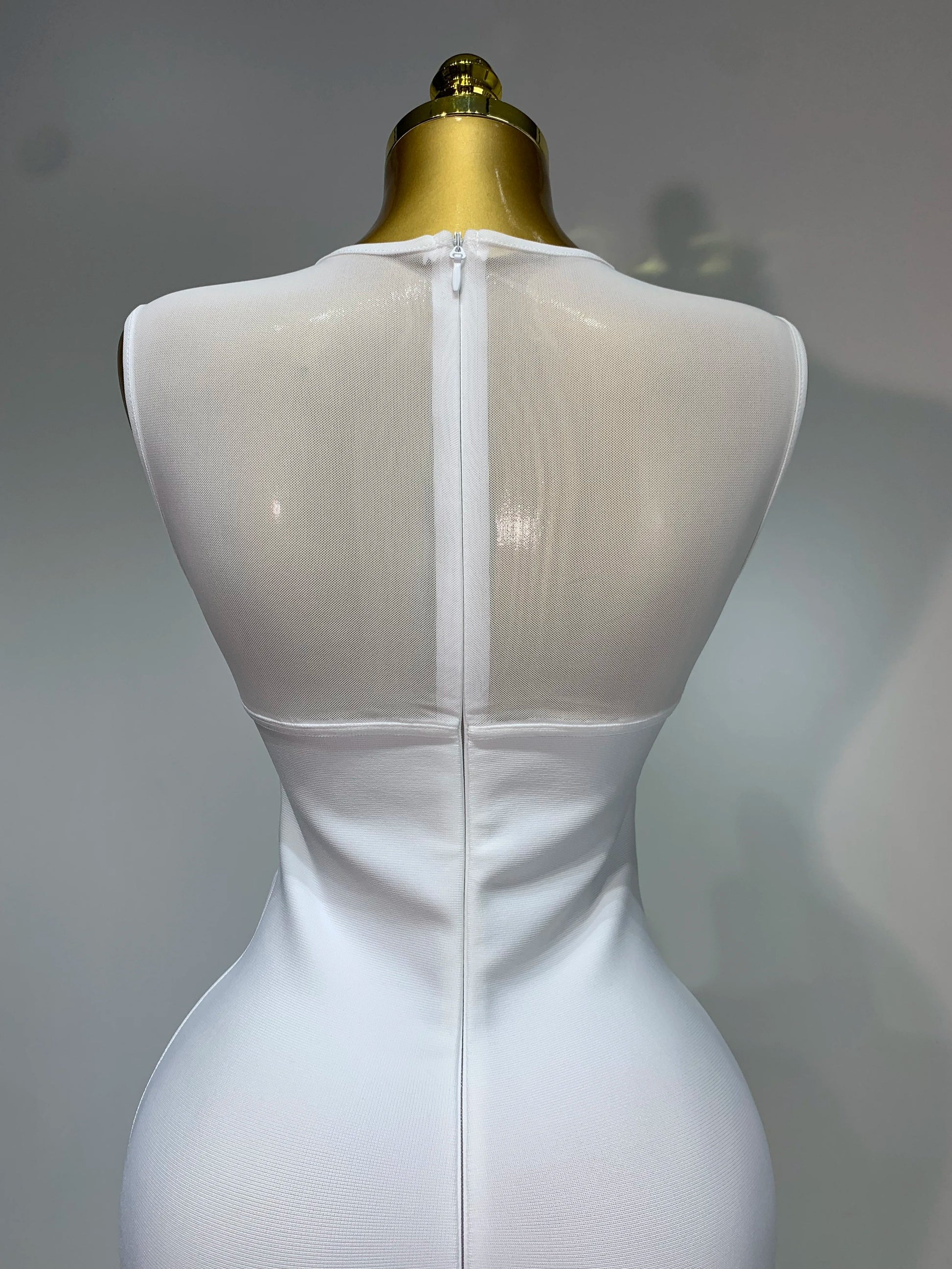 Sexy O Neck Mesh Bodycon Bandage Dress Evening Party Gown Celebrity Elegant Luxury Birthday Club Dresses