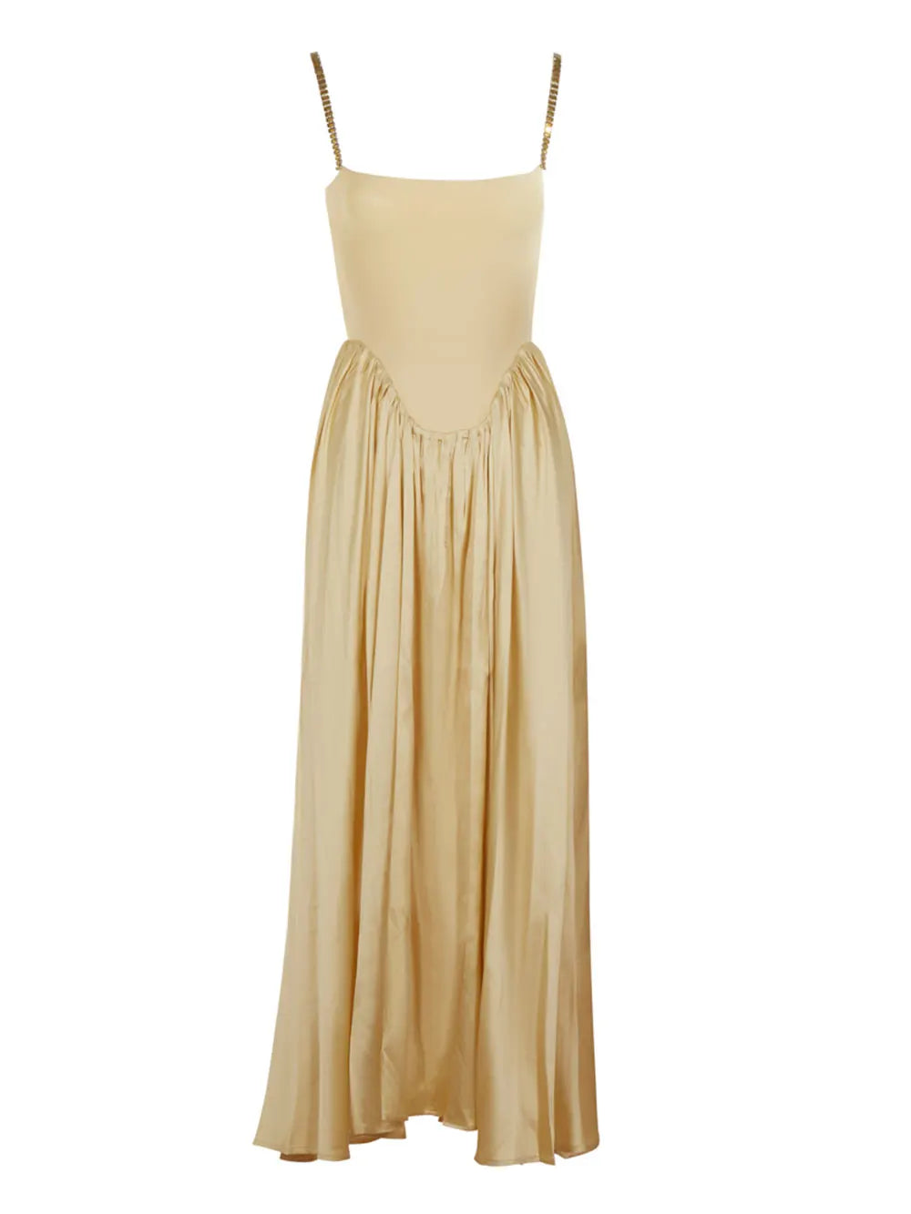 Spring Women's Strap Chain Sleeveless Long Dress Fashionable Slimming Hundred Fold Elegant Dresses Evening Party Vestidos Yellow