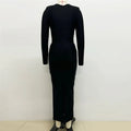 High Quality Women Long Sleeve Sqaure Collar Shinning Diamond Bodycon Long Bandage Dress Celebrate Elegant Evening Party Wear