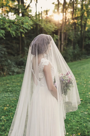 Cathedral Veil with Blusher, Soft Net Long Wedding Veil, Cathedral Drop Veil