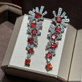 Vintage Red AAA Zircon Bridal Earrings Cubic Zirconia Wedding Earring For Women Brides Accessories Dinner Party Dress Jewelry A