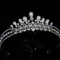 Crystal Pearl Tiaras and Crowns Set Zirconia Diadem For Bride Princess Queen Headband Bridal Hair Jewelry Wedding Accessories