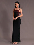 Elegant Women Light Luxury Hot Diamond Bandage Dress Camisole Sleeveless Bodycon backless Long Dress Evening Party Vestidos