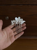 Bridal Jewelry Porcelain Flower Hair Comb Pin Pearl Hairpin For Brides Bridesmaids Silver Color Head Pieces Wedding Accessories