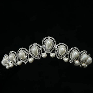 Crystal Pearl Tiaras and Crowns Rhinestones Diadem Bride Women Princess Queen Headband Bridal Hair Jewelry Wedding Accessories