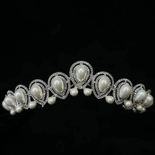 Crystal Pearl Tiaras and Crowns Rhinestones Diadem Bride Women Princess Queen Headband Bridal Hair Jewelry Wedding Accessories