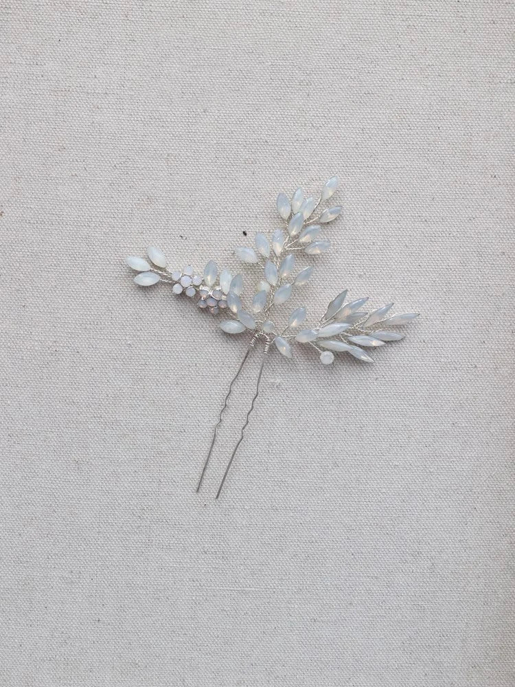 Flower Hair Clip Pin Vintage Gold Silver Color Head Piece For Brides Bridesmaids Opal Hairpin Wedding Accessories Bridal Jewelry c silver color