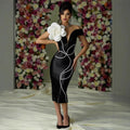 Black Red Color Women Sexy Strapless Big Flowers Bodycon Bandage Long Dress Celebrate Birthday Vacation Cocktail Dress Wholesale black