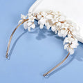 Bridal Hair Jewelry Gold Color Headbands Headpieces Porcelain Flower Hairband Brides Gift Headdress Headwear Wedding Accessories