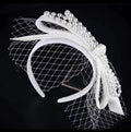 Bridal Headbands For Women Satin Mesh Bow Fascinator Wedding Hairband With Blusher Veils Elegant Party Bride Hair Accessories as shown 1