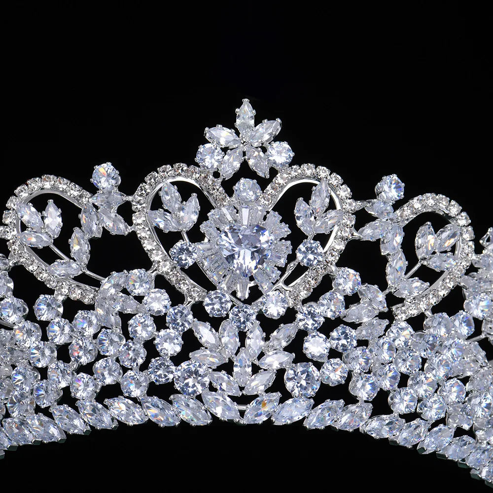 Princess Queen Crystal Zirconia Tiaras and Crowns Zircon Headband For Brides Headpiece Wedding Accessories Bridal Hair Jewelry