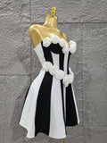 Top Quality Women Sexy Strapless Florals A-line Mini Bandage Dress Cute Girls' Birthday Party Fashion Cocktail Outfit