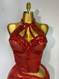 Sexy Backless Shiny Diamond Two Piece Set Women Elegant Evening Party Luxury Birthday Nightclub Singer Stage costume