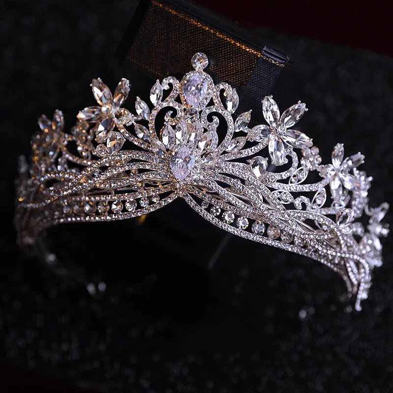 Wedding Hair Accessories Pageant Prom Tiara Crows Rhinestones Crystal Diadem Women Bride Princess Queen Headband Bridal Jewelry a