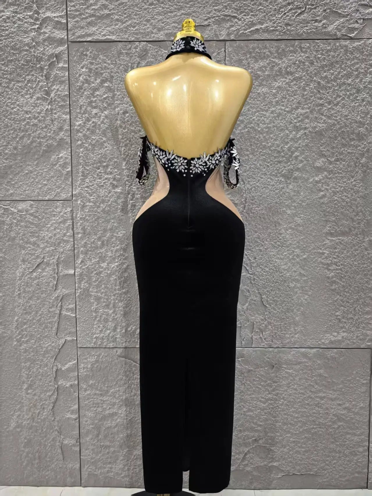 Women Sexy Off the Shoulder Shinning Crystal Bodycon Long Dress Velvet Celebrate Nightclub Party Birthday Dress