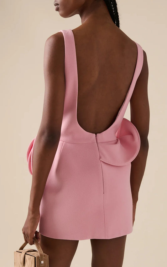Summer Pink Color Women Sleeveless Sexy O-Neck Backless Bodycon Mini Dress Celebrate Girls' Birthday Party Outfit Vestido