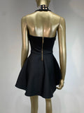 Black Women Sexy Halter Shinning Sequins Off the Shoulder A-Line Mini Bandage Dress Celebrate Evening Party Red Carpet Wear