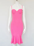 Spring Sexy Women Ruffle Design Bandage Dress Spaghetti Strap Sleeveless Bodycon Backless Midi Dress Evening Party Vestidos