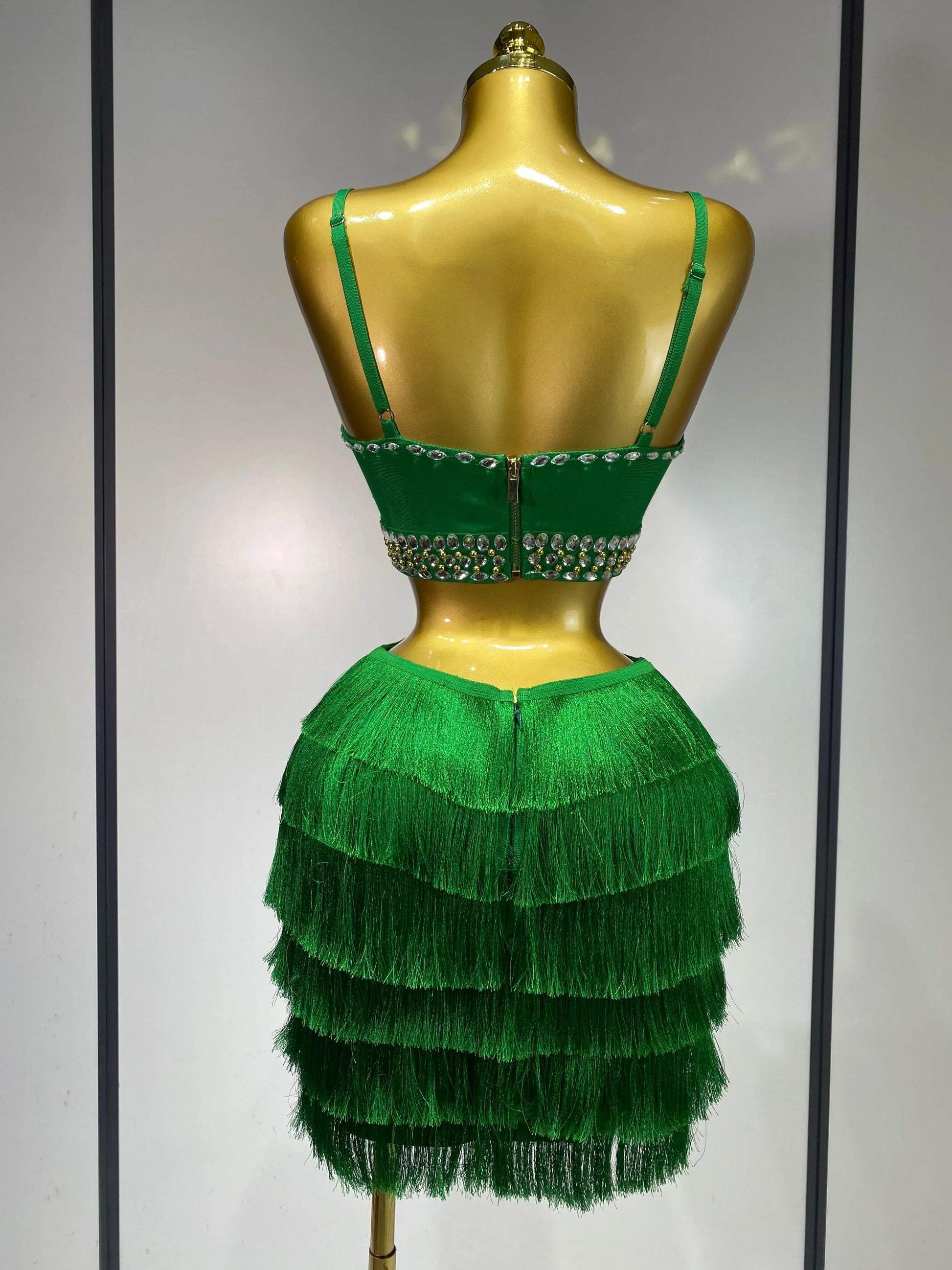 Sexy Sling Backless Dress Women Green Bodycon Bandage Dress Celebrity Elegant Evening Club Luxury Birthday Party Dresses