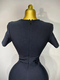 Women Sexy Cut Out Short Sleeve Bodycon Long Dress Party Evening Celebrate Birthday Black Bandage Knitted Club Prom Gown