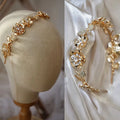 Wedding Hair Accessories Vintage Gold Color Headbands Hairbands Flower Headpiece For Brides Crystal Headdress Bridal Jewelry