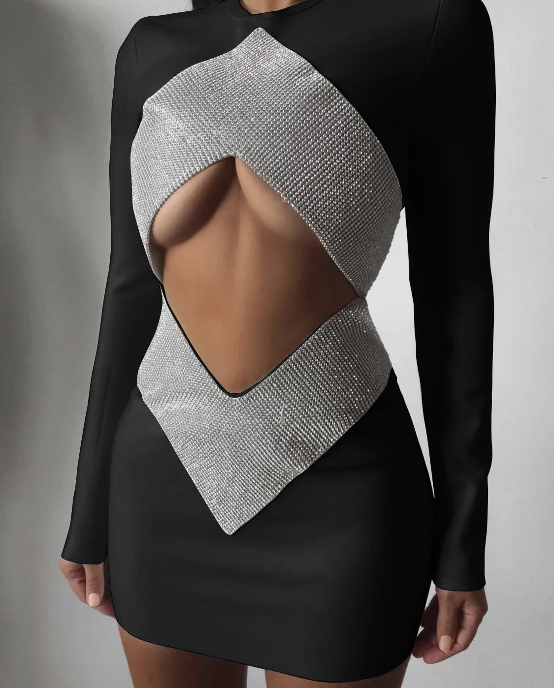 2022 New Autumn Rayon Bandage Women Long Sleeve Sexy Holes Bodycon Mini Dress Celebrate Fashion Nightclub Party Outfit Vestido black