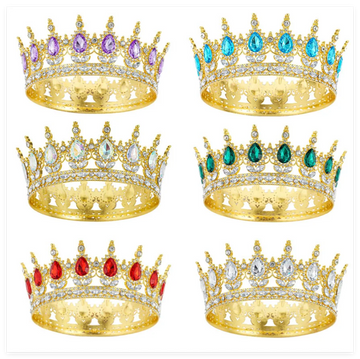 Princess Queen Crowns For Women Wedding Bridal Headdress Baroque Round Tiaras Crowns For Pageant Birthday Party Hair Jewelry