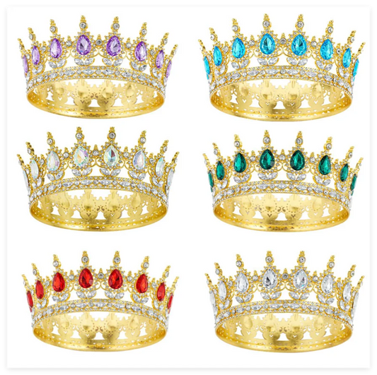 Princess Queen Crowns For Women Wedding Bridal Headdress Baroque Round Tiaras Crowns For Pageant Birthday Party Hair Jewelry