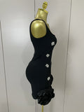 STyle Shining Crystal Women Sleeveless Bodycon Mini Bandage Dress Elegant Ruffles Cute Birthday Party Celebrate Dress