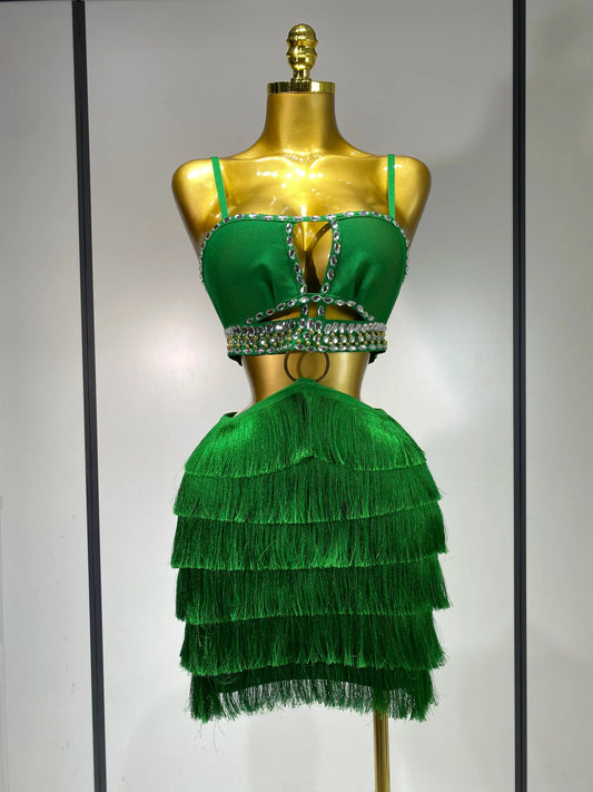 Sexy Sling Backless Dress Women Green Bodycon Bandage Dress Celebrity Elegant Evening Club Luxury Birthday Party Dresses green
