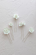 Wedding Accessories Silver Color Head Pieces Women Hair Pin Clip For Brides Girl Party Porcelain Flower Hairpin Bridal Jewelry silver color
