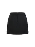 Women Light Luxury Nail Bead Short Skirt Sets With Hanging Neck Style Sleeveless Ultra Short Top + Mini Skirt Two-Piece Set