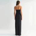 Black Pink Color Women Sexy Strapless Shinning Sequins Bodycon Bandage Long Dress Celebrate Fashion Birthday Party Outfit